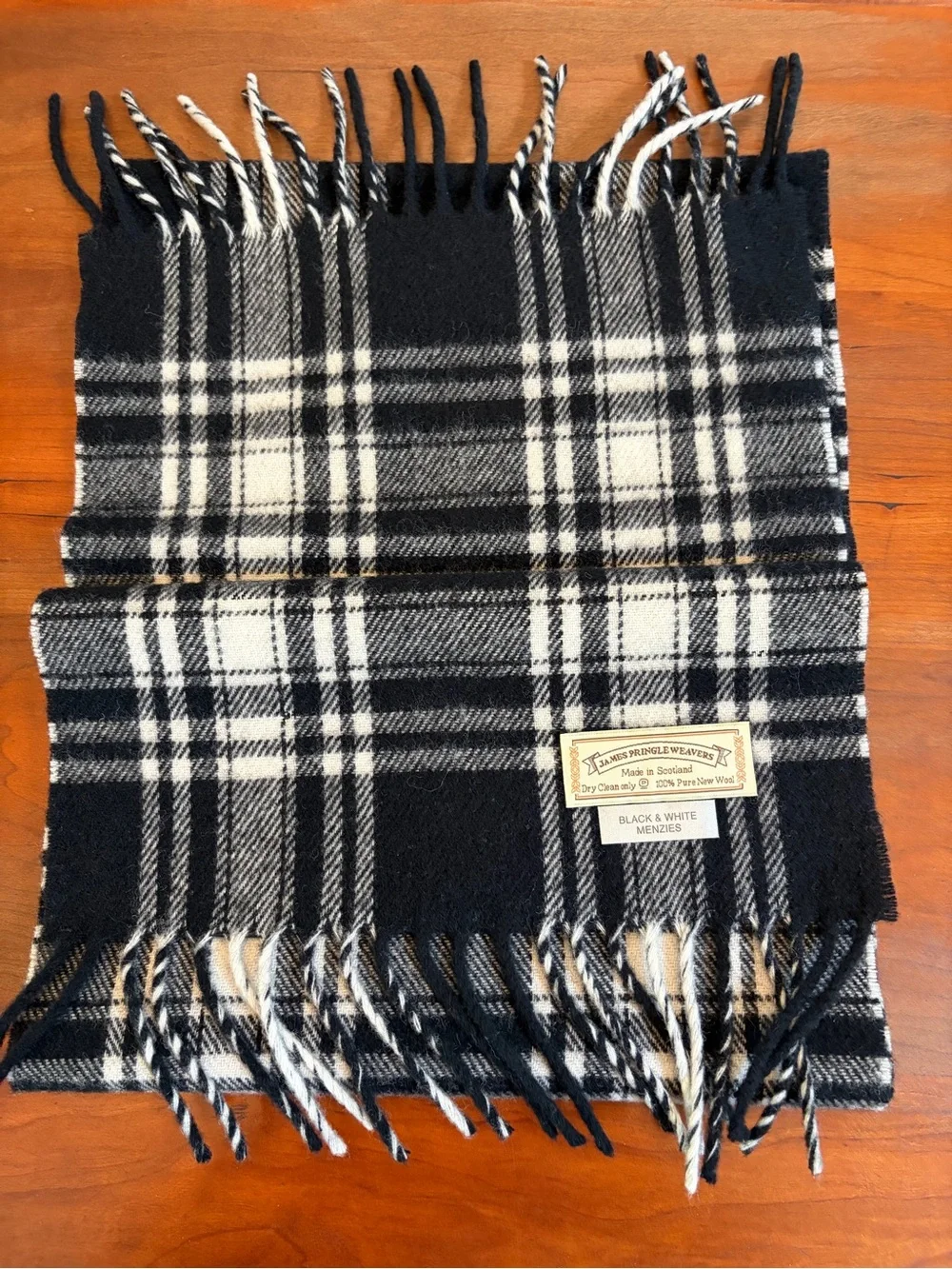Black & White Plaid Fringe Wrap Scarf - Women Accessories